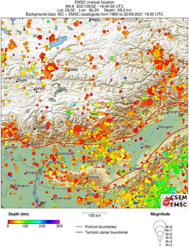 regional depth historical seismicity