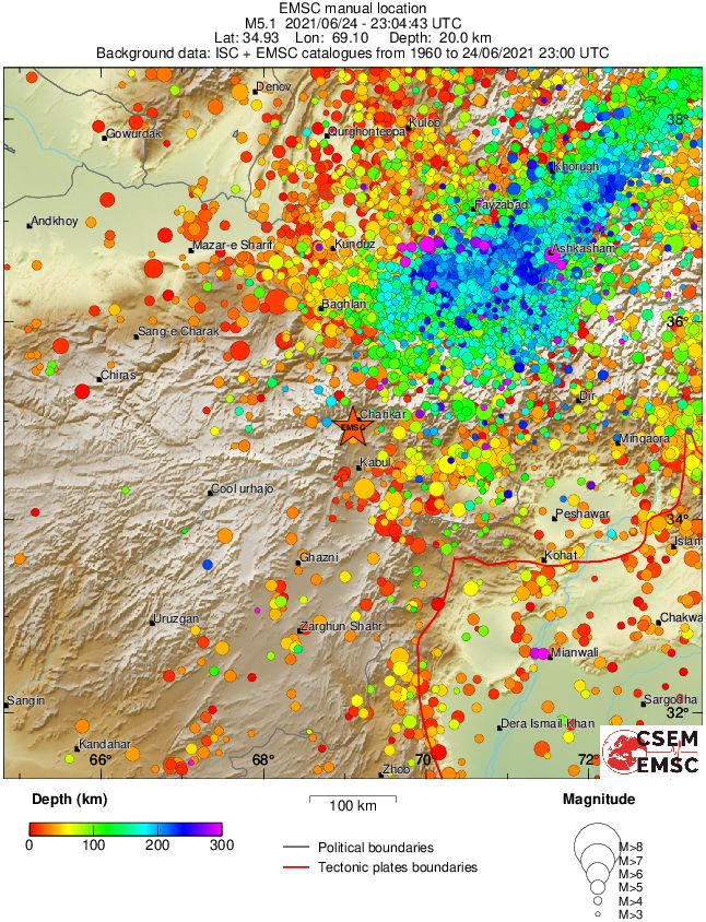 regional depth historical seismicity