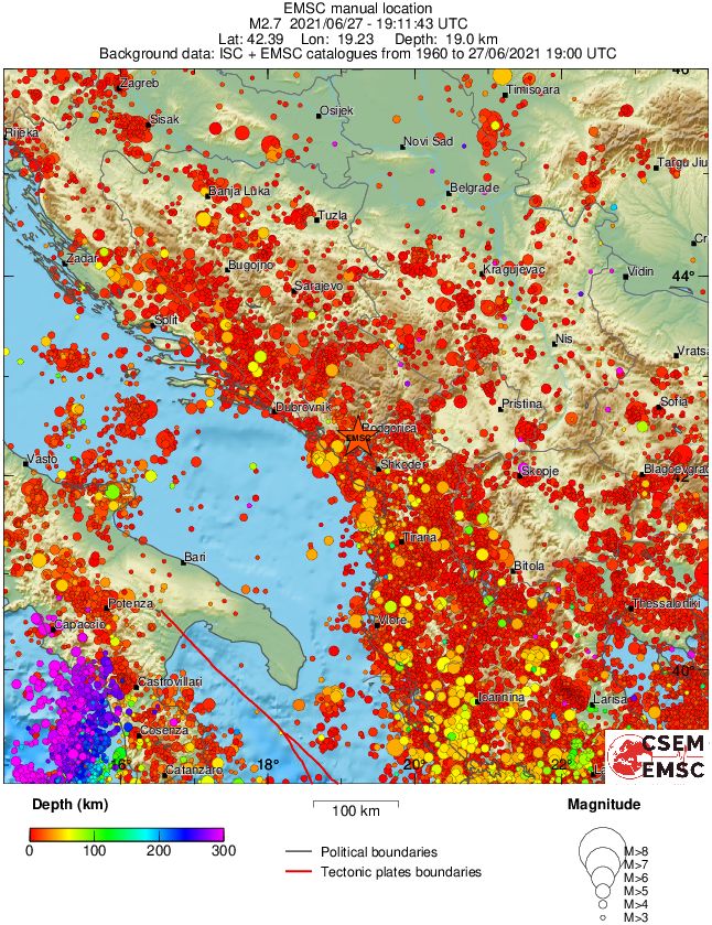 regional depth historical seismicity