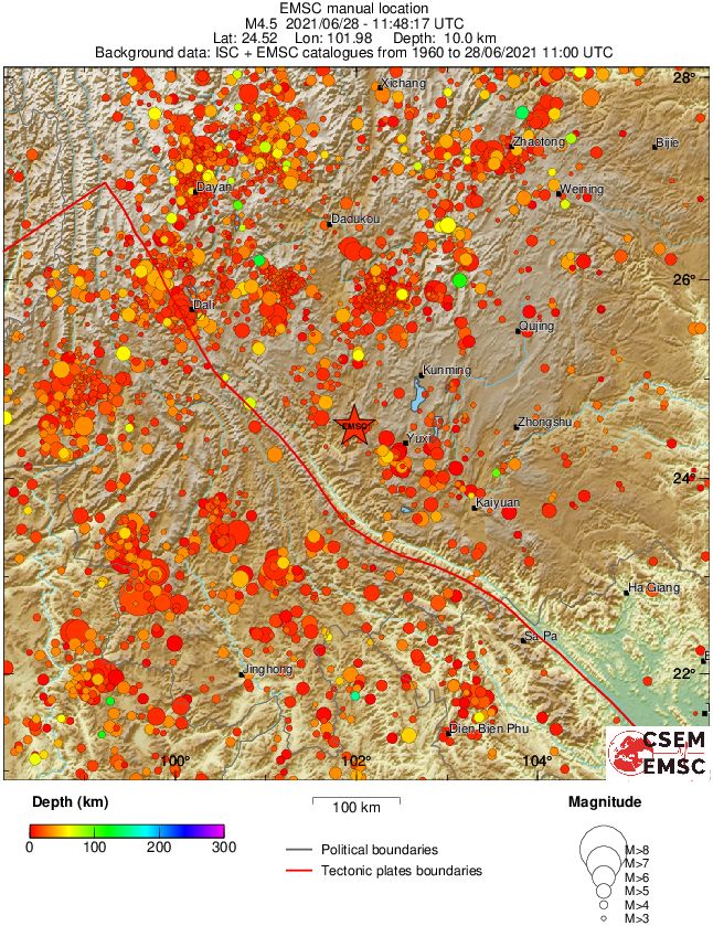 regional depth historical seismicity
