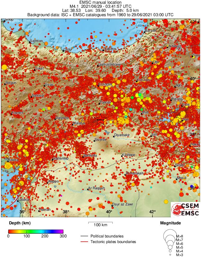 regional depth historical seismicity
