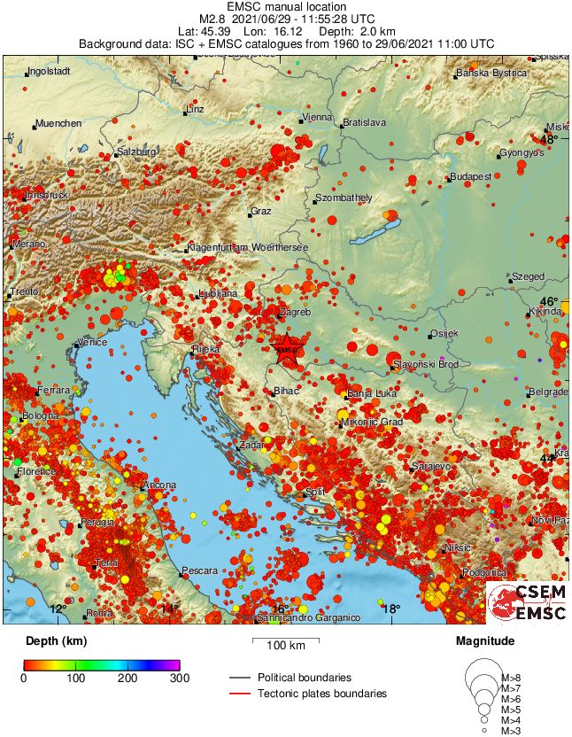 regional depth historical seismicity