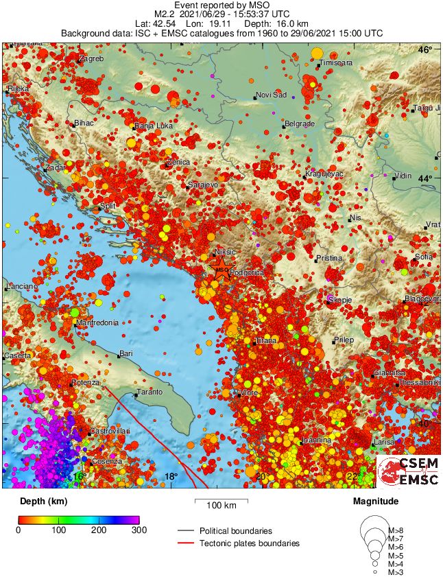 regional depth historical seismicity