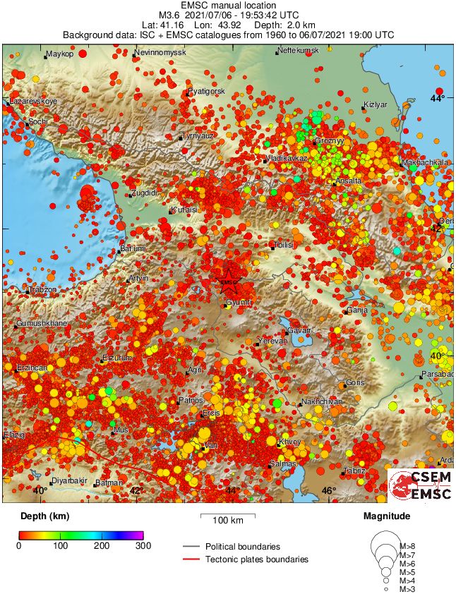 regional depth historical seismicity