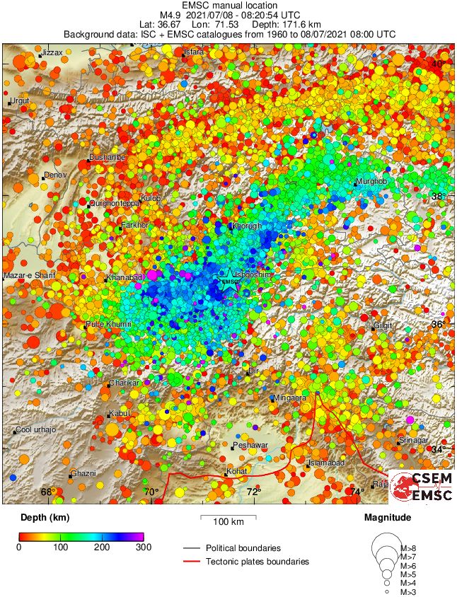 regional depth historical seismicity