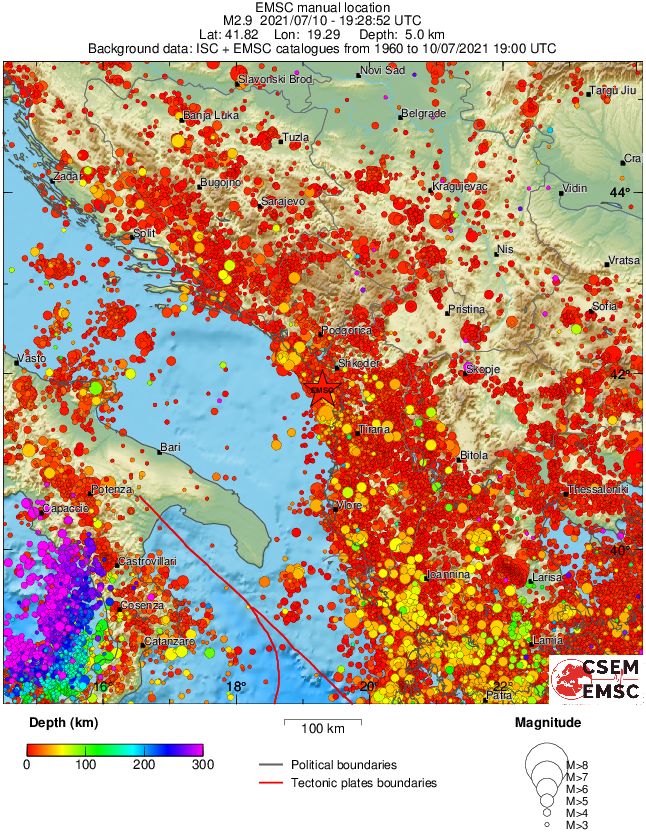 regional depth historical seismicity