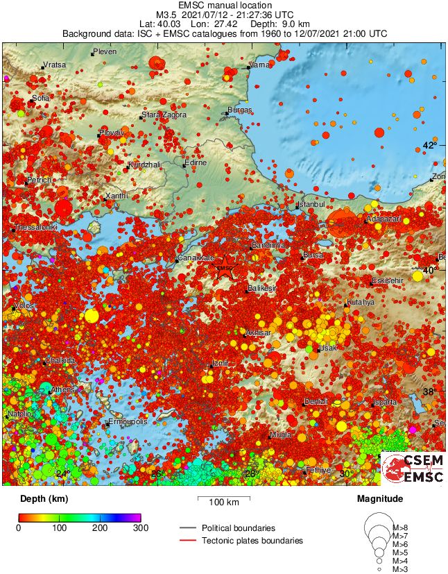 regional depth historical seismicity