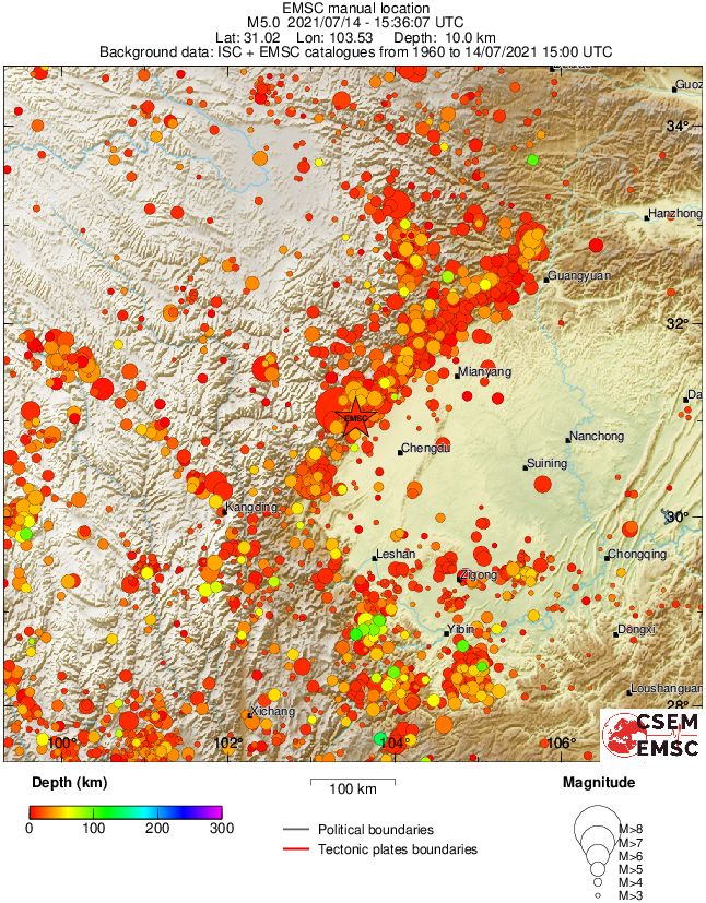 regional depth historical seismicity