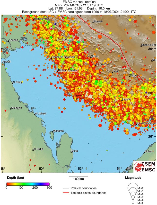 regional depth historical seismicity
