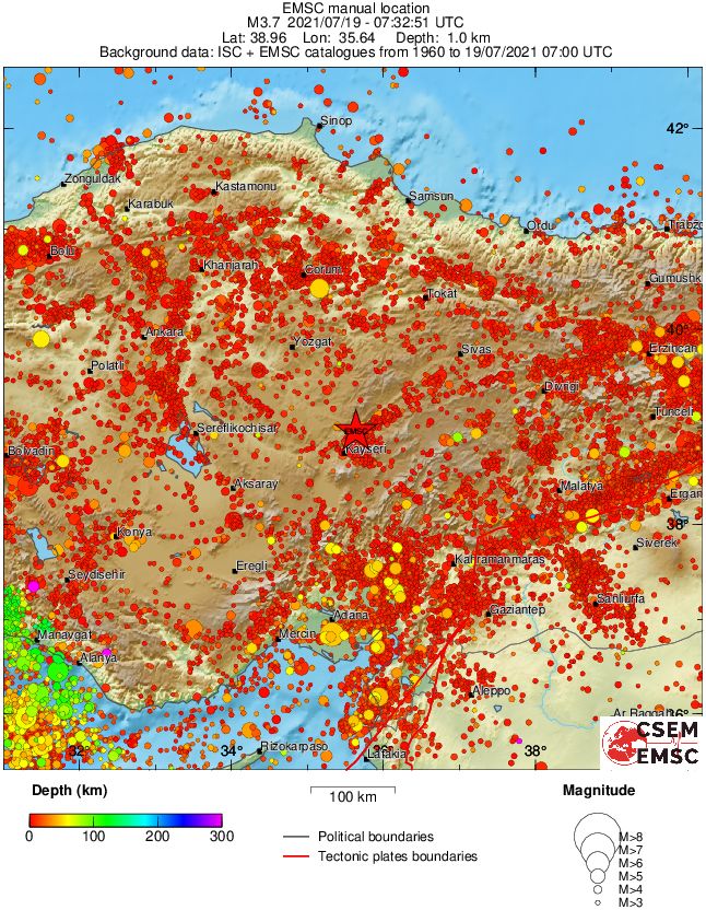 regional depth historical seismicity