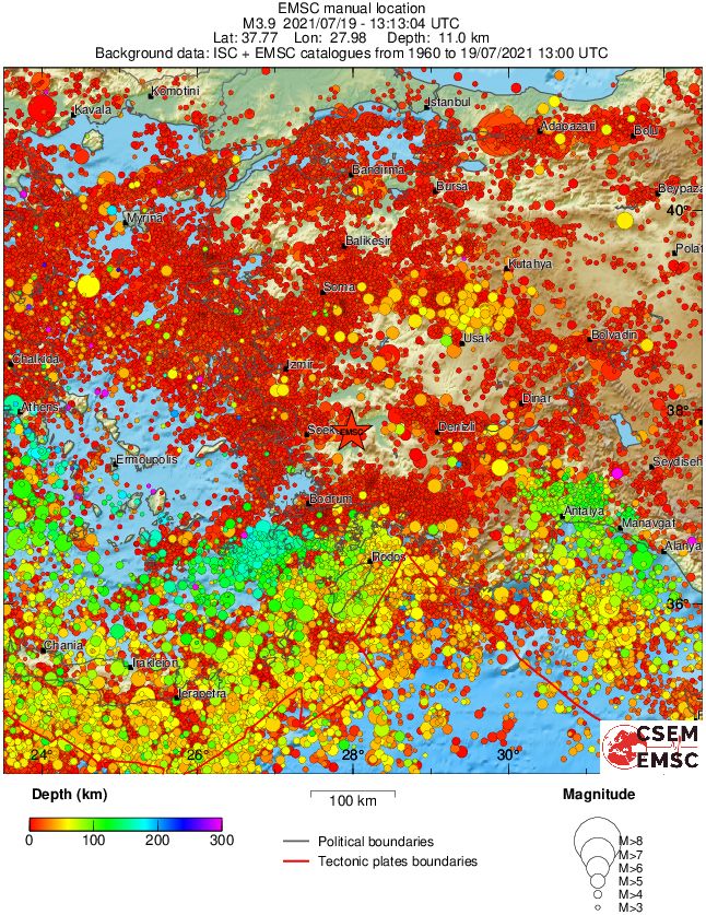 regional depth historical seismicity