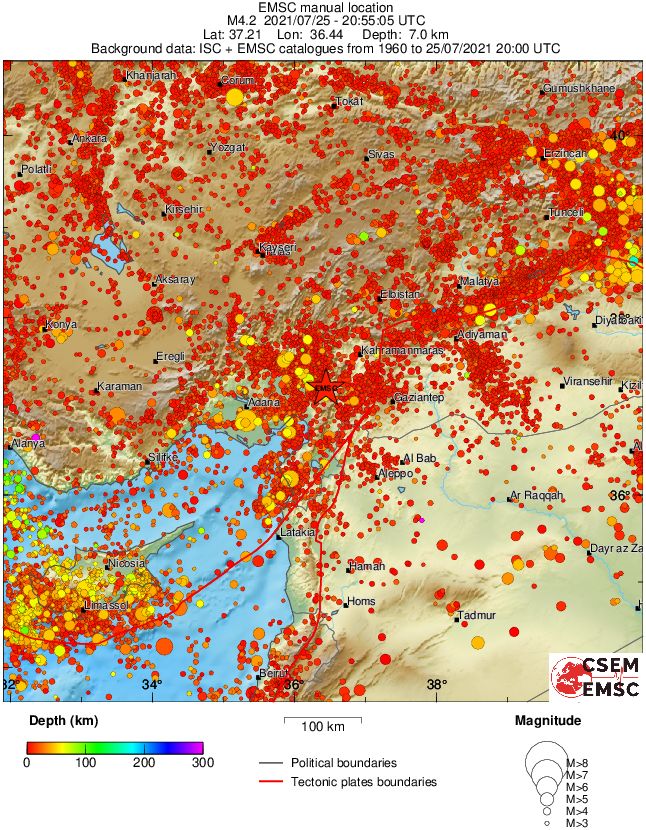 regional depth historical seismicity