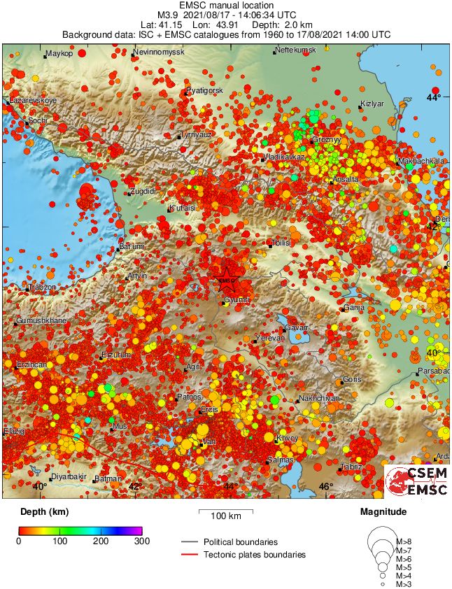 regional depth historical seismicity
