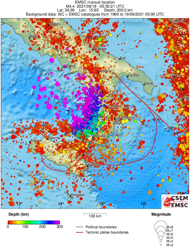 regional depth historical seismicity