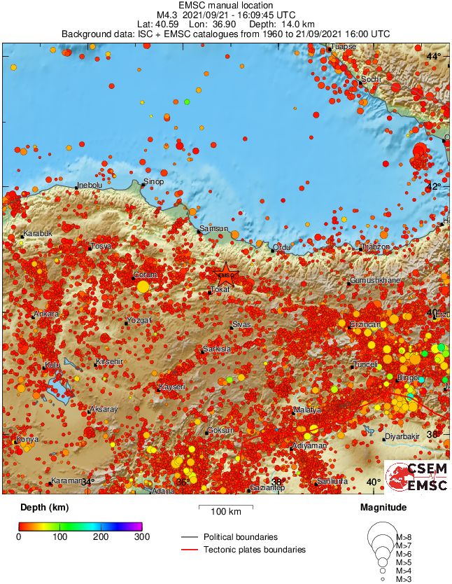 regional depth historical seismicity