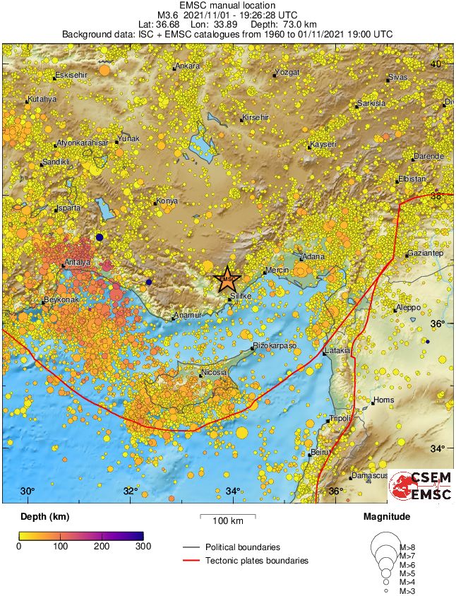 regional depth historical seismicity
