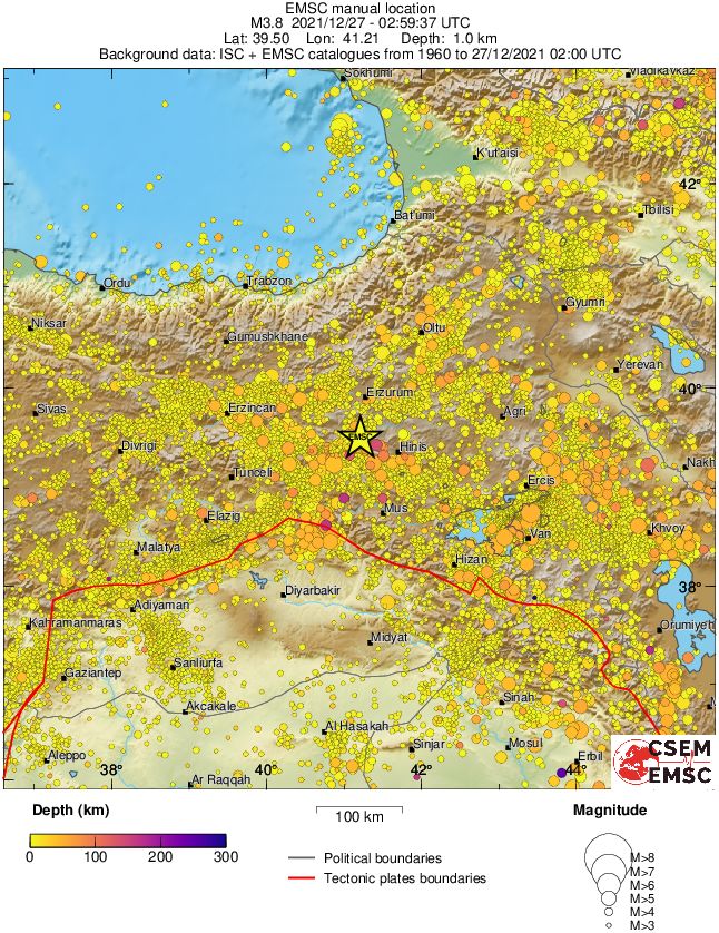 regional depth historical seismicity