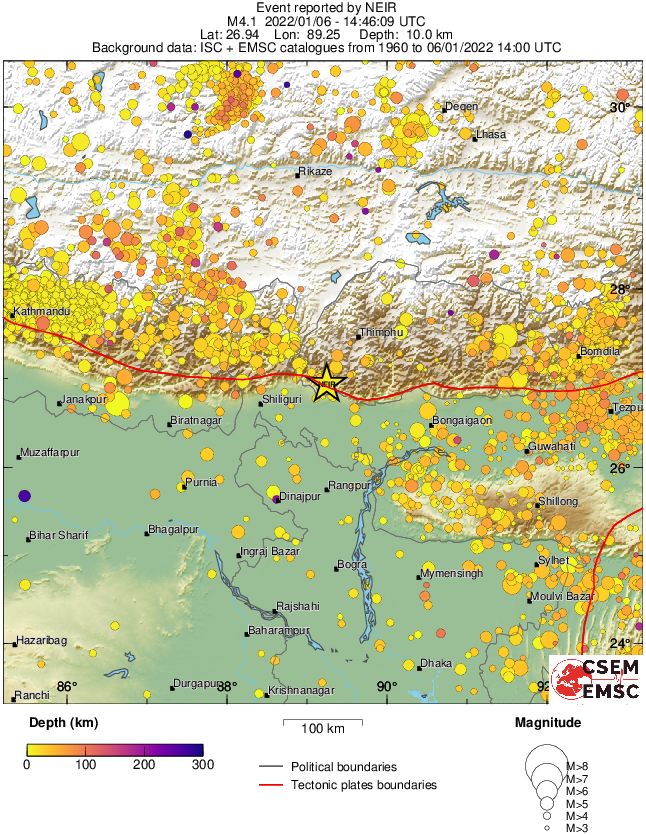 regional depth historical seismicity