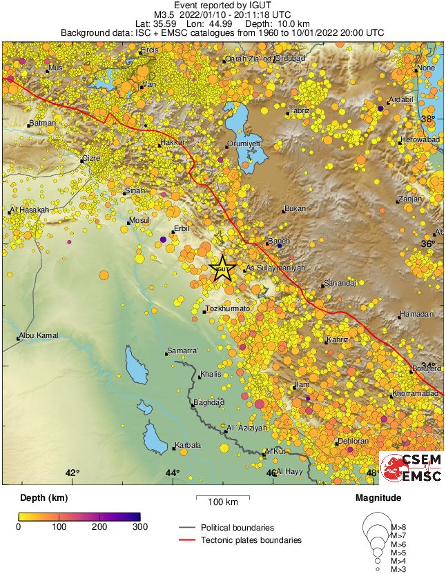 regional depth historical seismicity