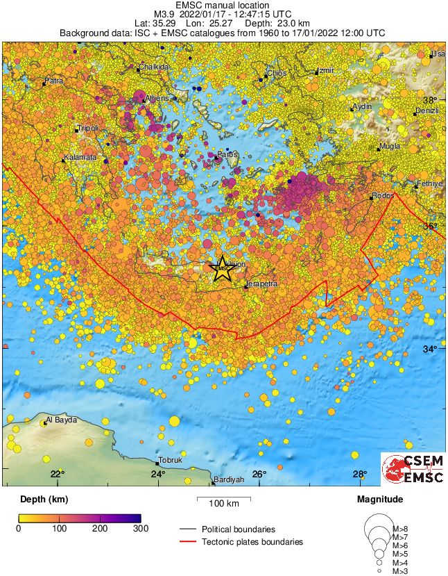 regional depth historical seismicity