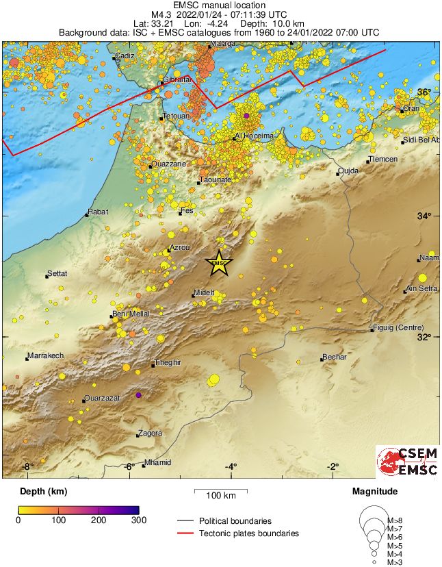 regional depth historical seismicity