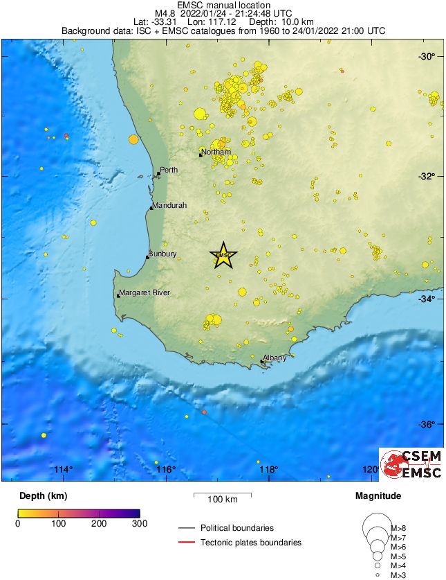 regional depth historical seismicity