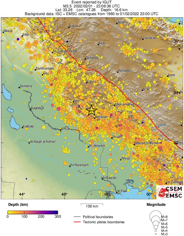 regional depth historical seismicity