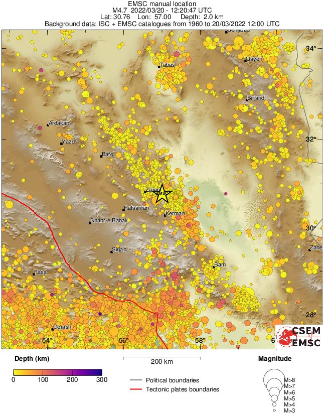 regional depth historical seismicity