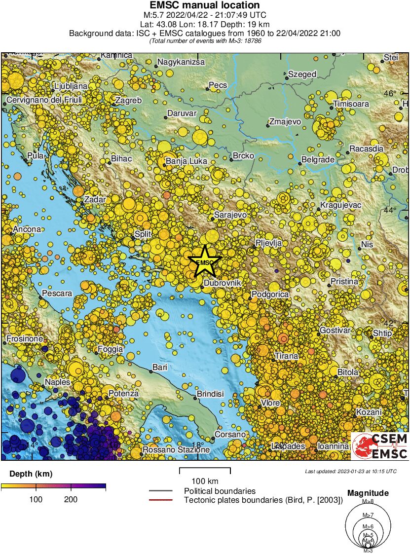 regional depth historical seismicity