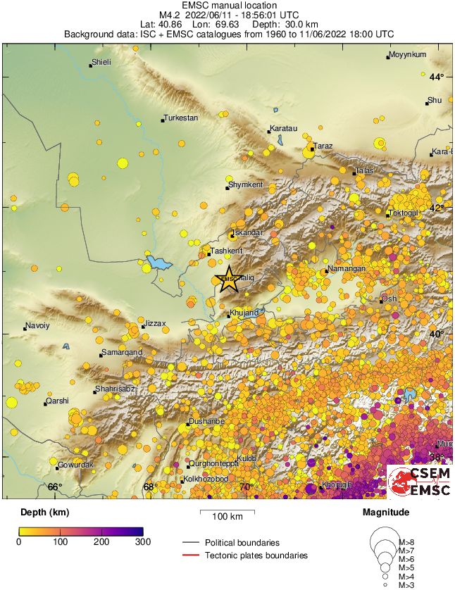 regional depth historical seismicity