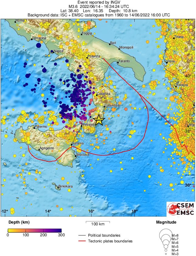 regional depth historical seismicity