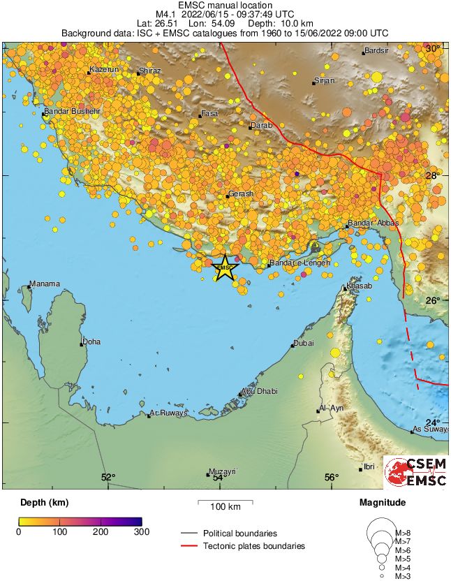 regional depth historical seismicity