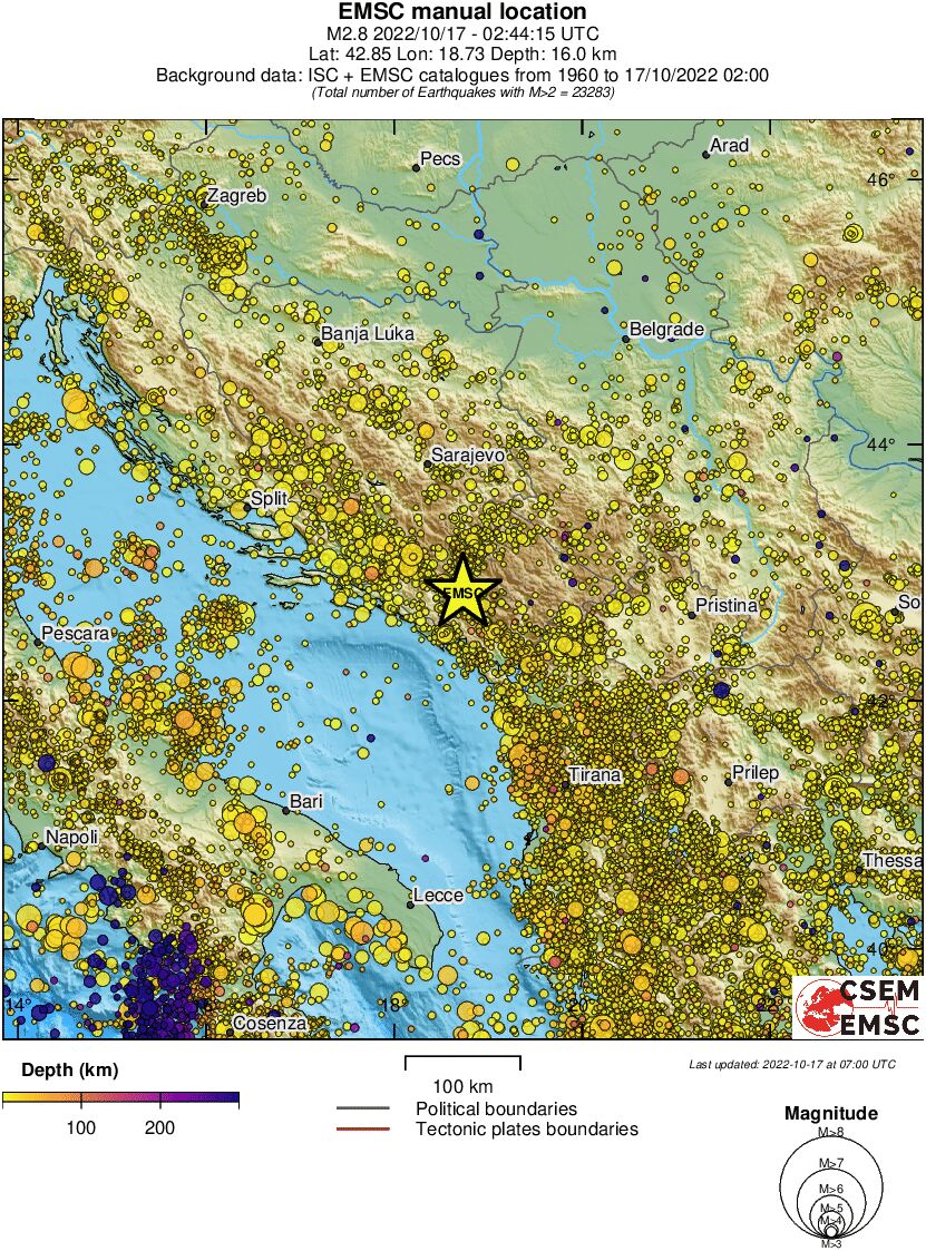 regional depth historical seismicity