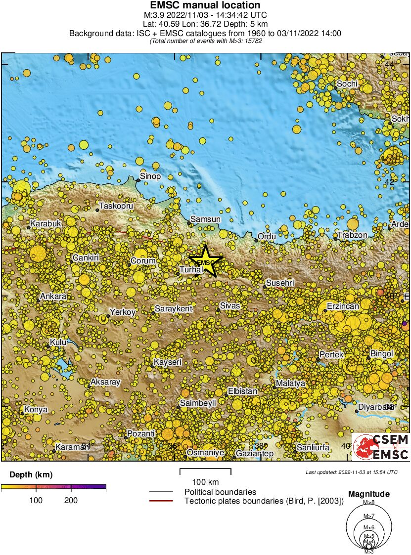 regional depth historical seismicity