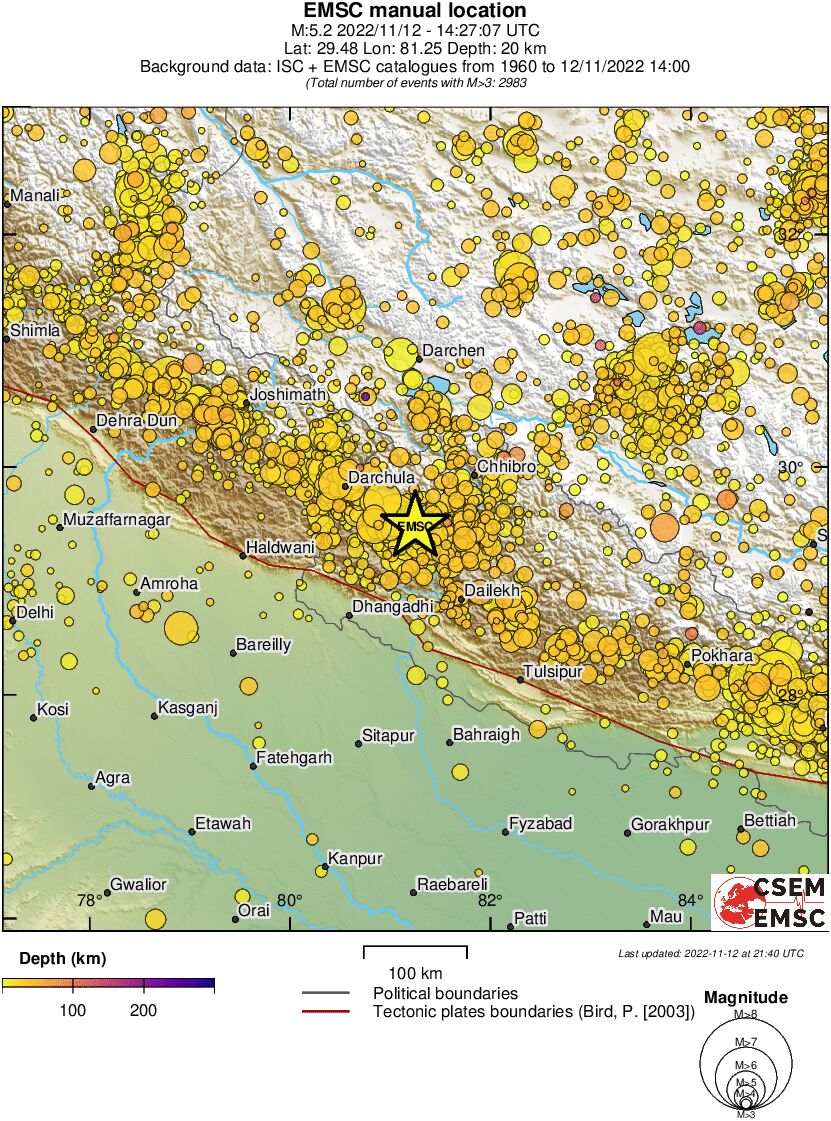 regional depth historical seismicity