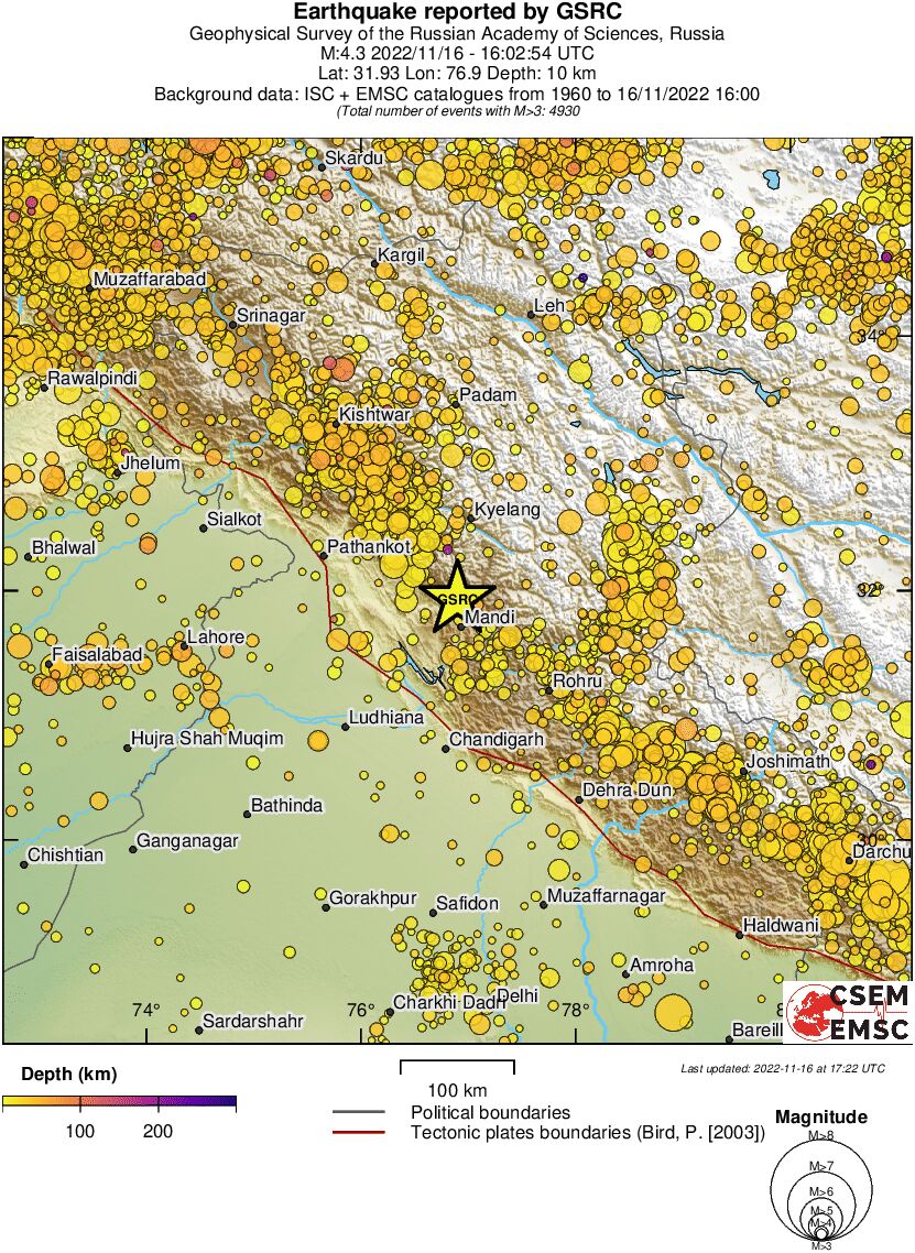 regional depth historical seismicity