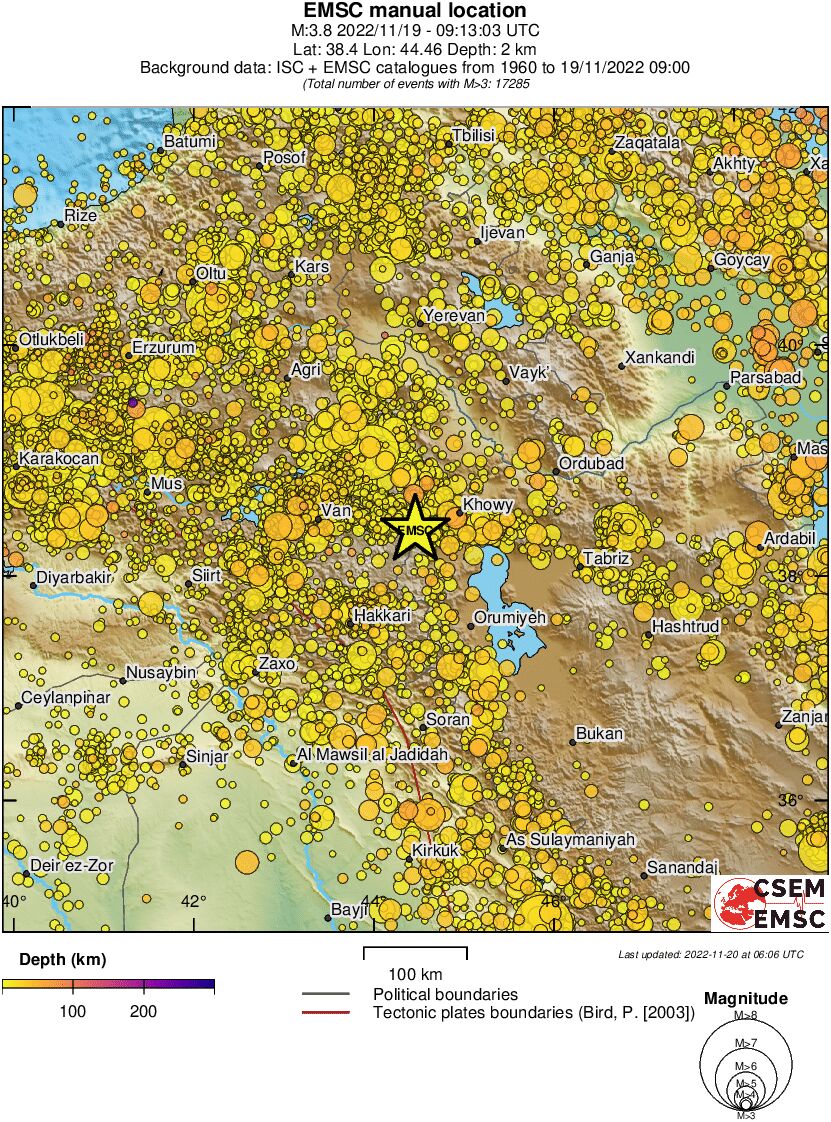 regional depth historical seismicity