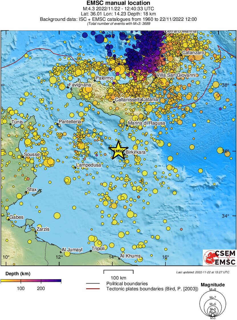 regional depth historical seismicity