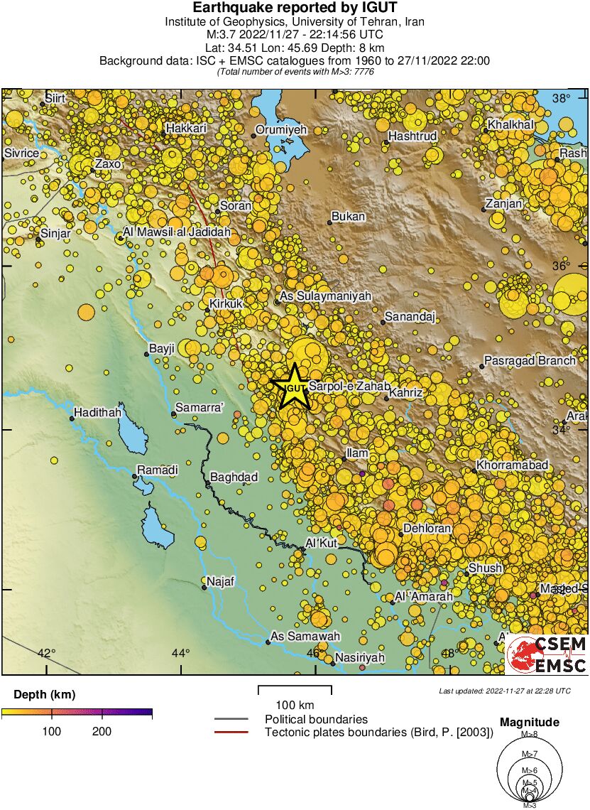 regional depth historical seismicity