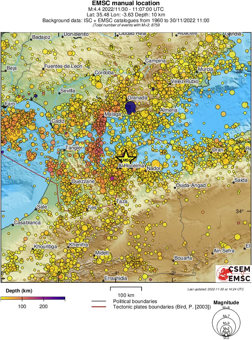 regional depth historical seismicity