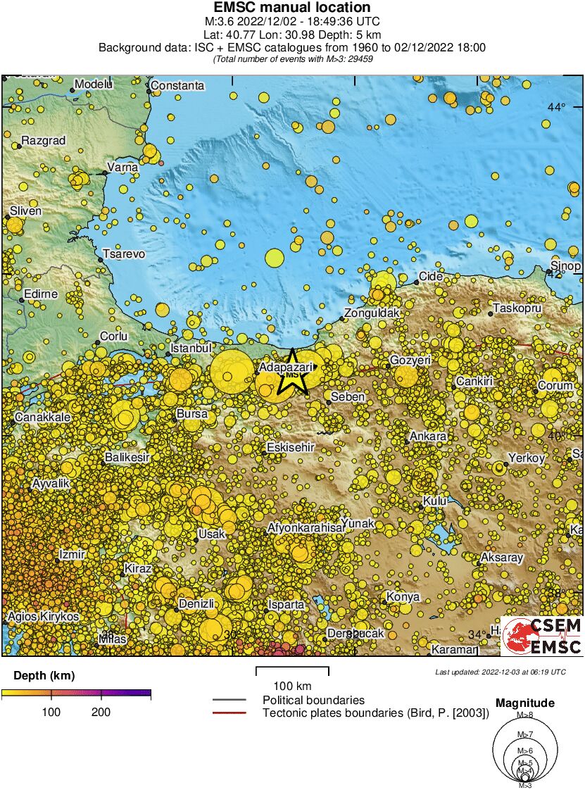 regional depth historical seismicity