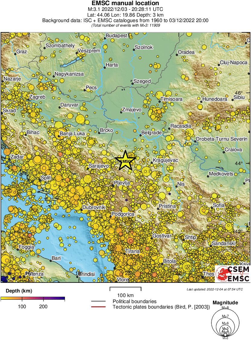 regional depth historical seismicity