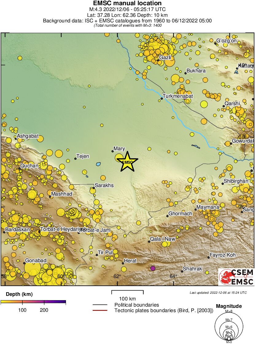regional depth historical seismicity