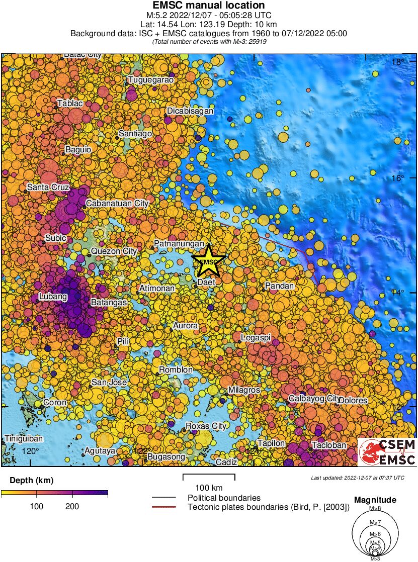regional depth historical seismicity