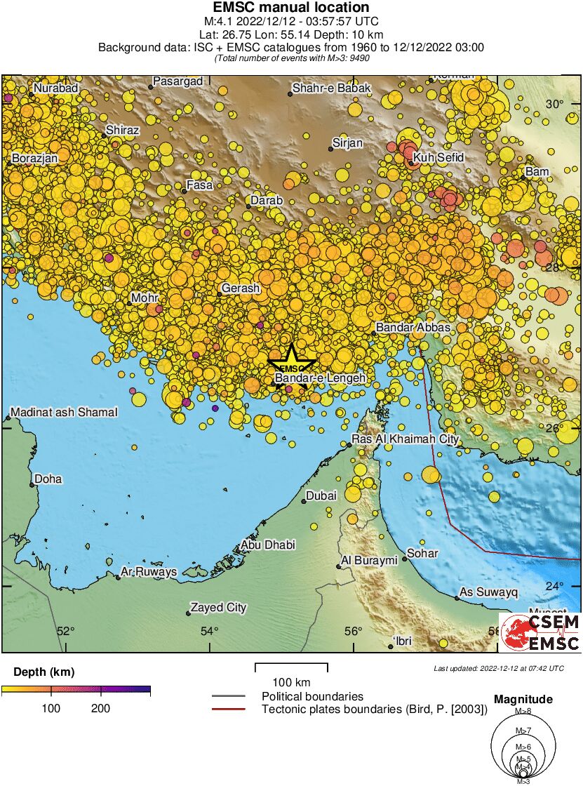 regional depth historical seismicity