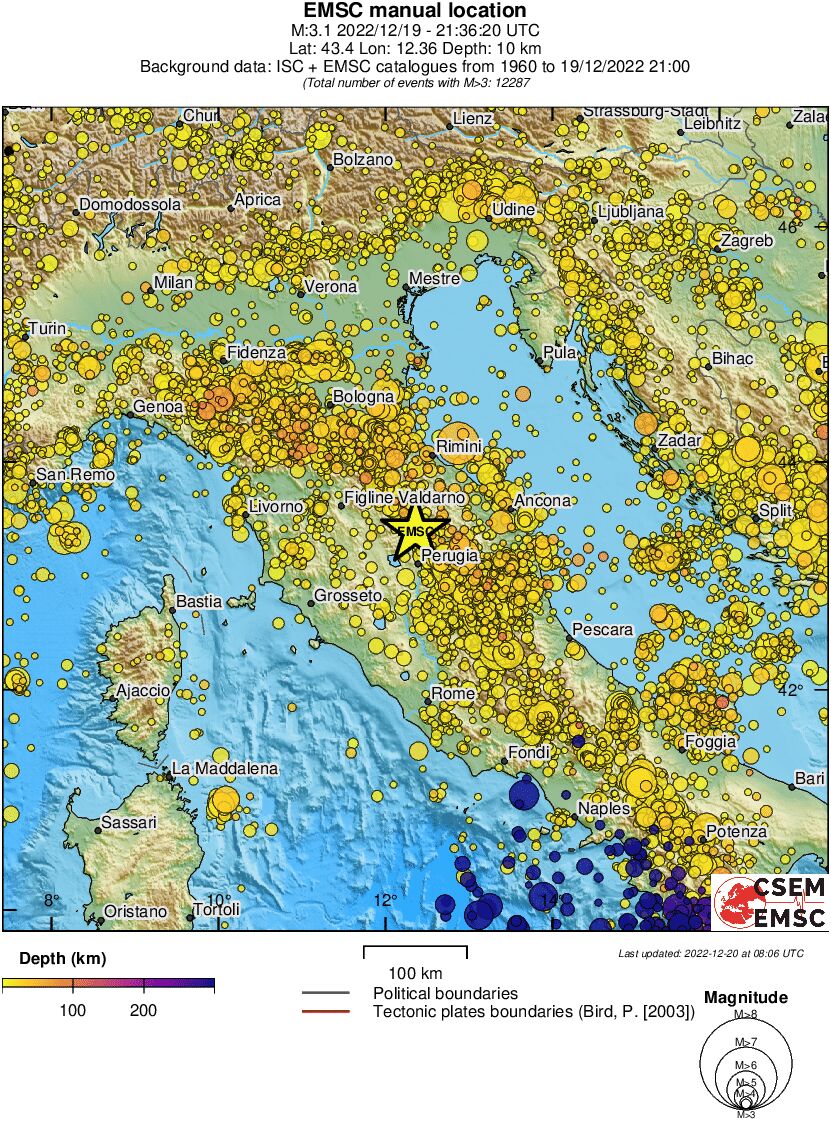 regional depth historical seismicity