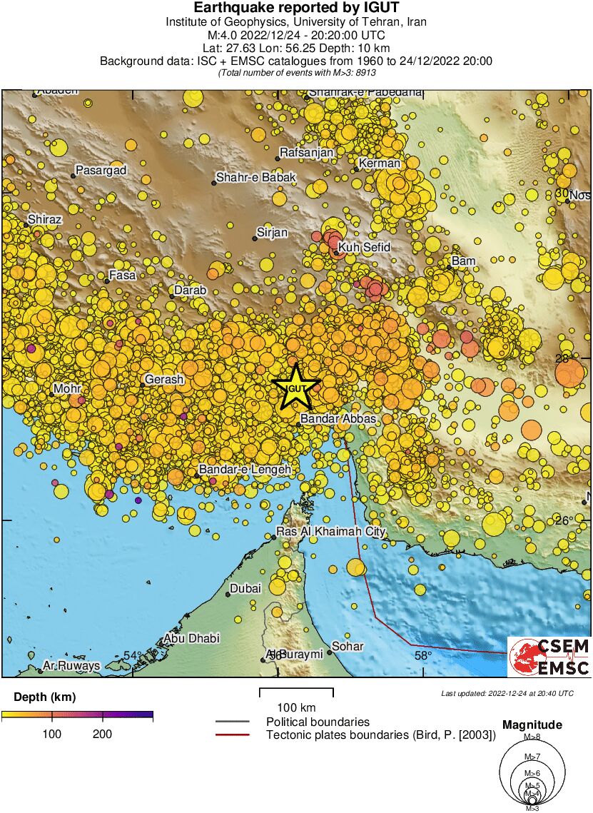 regional depth historical seismicity