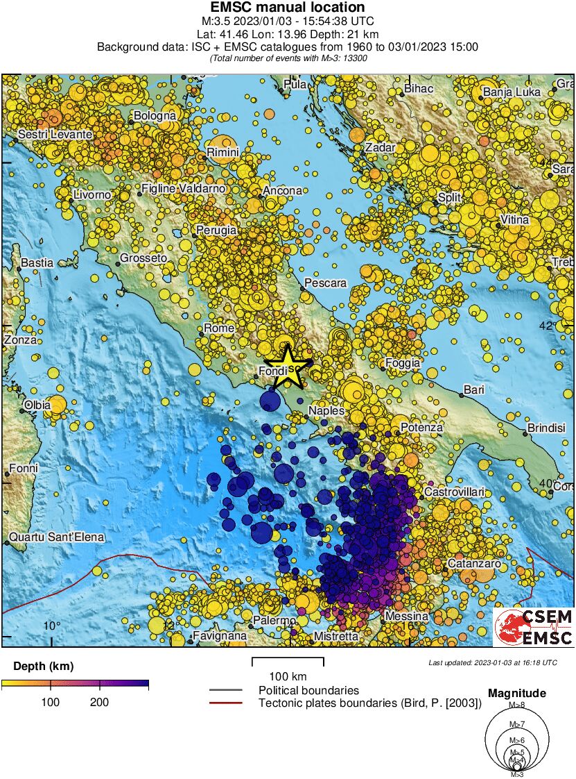 regional depth historical seismicity