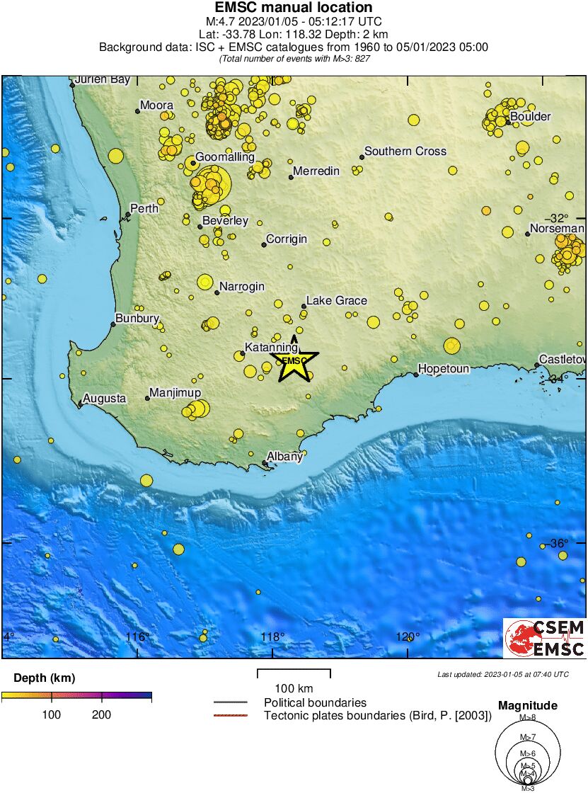 regional depth historical seismicity