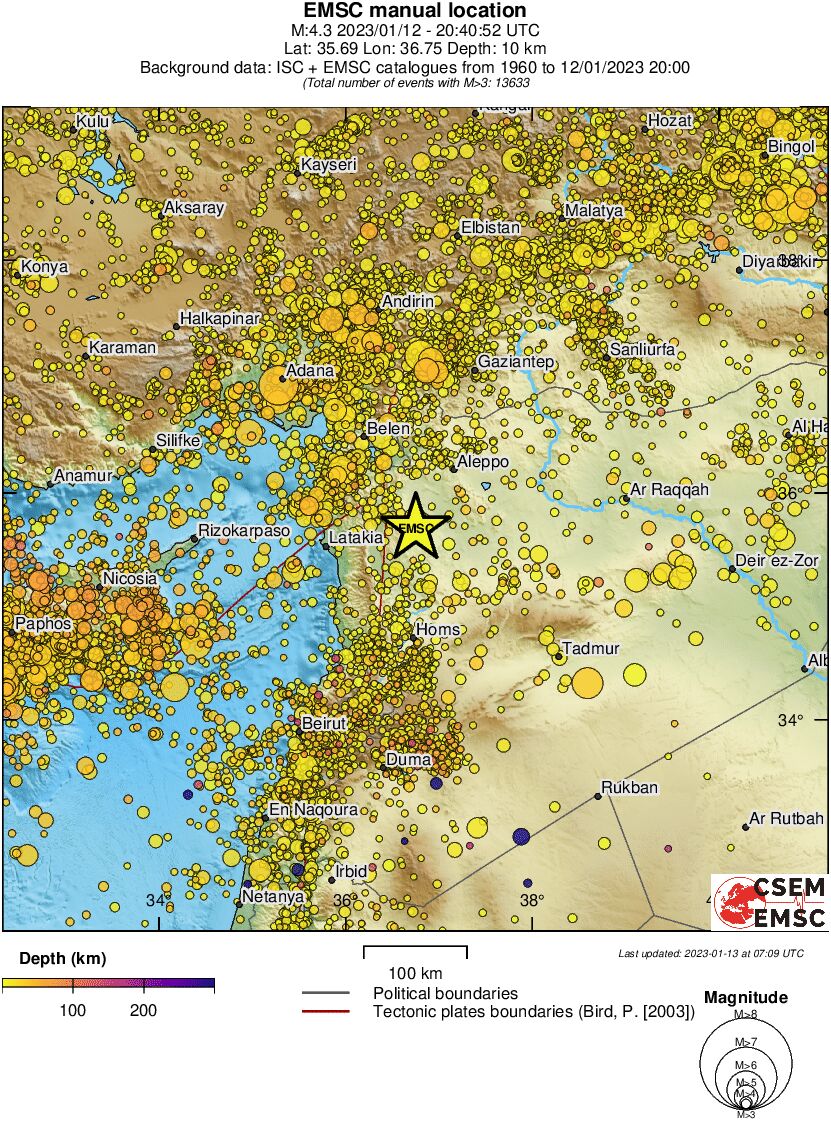 regional depth historical seismicity